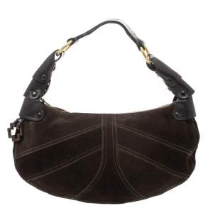 Bally Dark Brown Suede and Leather Hobo