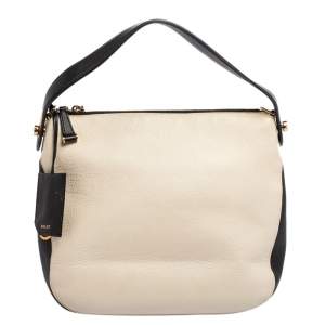Bally Cream/Black Leather Fiona Crossbody Bag