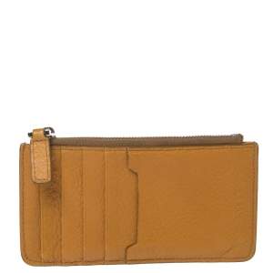 Bally Yellow Leather Zip Card Holder