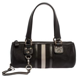 Bally Black Nylon and Leather Boston Bag