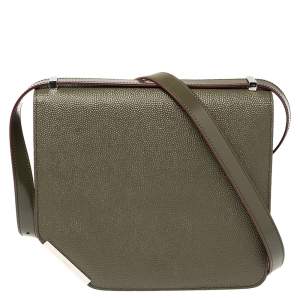 Bally Olive Leather Corner Shoulder Bag