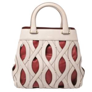 Bally Grey/Red Leather Papillon Tote