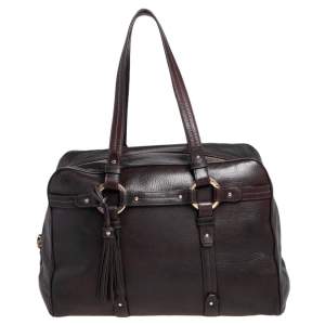 Bally Dark Brown Leather Tassel Satchel