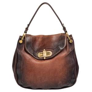 Bally Brown/Black Leather Flap Hobo
