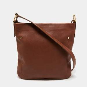 Bally Brown Leather Zip Messenger Bag