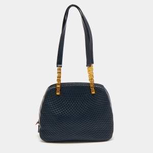 Bally Navy Blue Quilted Leather Shoulder Bag