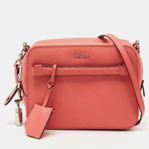 Bally Pink Textured Leather Zip Camera Crossbody Bag