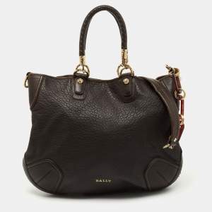 Bally Dark Brown Leather Chain Hobo
