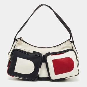 Bally Multicolor Canvas and Leather Double Pocket Hobo