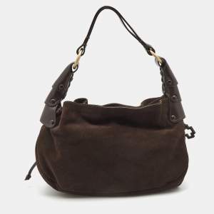 Bally Dark Brown Suede and Leather Hobo
