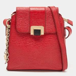 Bally Red Textured Leather Flap Crossbody Bag