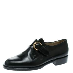 Bally Black Leather Monk Strap Flats Size 37