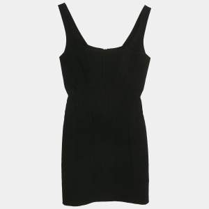 Balmain Black Crepe Corset Scoop Neck Mini Dress S