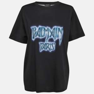 Balmain Black Printed Cotton Jersey T-Shirt M
