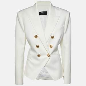 Balmain Ivory Wool Double Breasted Blazer XL