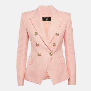 Balmain Pink Crepe Double Breasted Blazer S