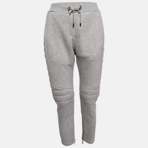 Balmain Grey Knit Zip and Puffer Detail Trackpants M