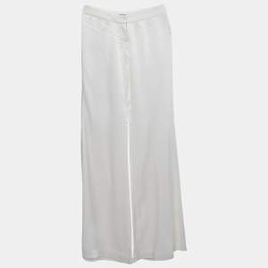 Balmain White Satin Flared High Rise Trousers M
