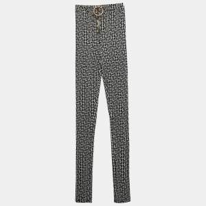 Balmain Black Patterned Knit Leggings S