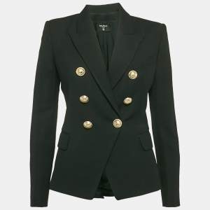 Balmain Black Cotton Button Detail Blazer M