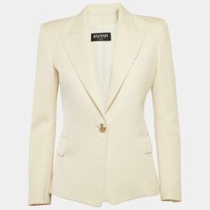 Balmain Cream Wool Tailored Blazer M