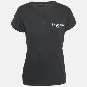 Balmain Black Logo Print Jersey T-Shirt M