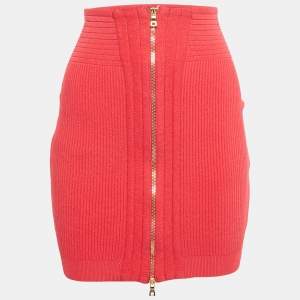 Balmain Pink Stretch Knit Mini Skirt M
