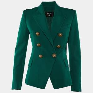 Balmain Green Wool Double Breasted Blazer M