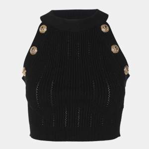 Balmain Black Rib Knit Tank Top S