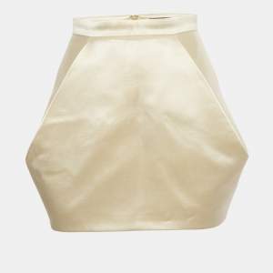 Pre Owned Balmain Cream Satin Mini Skirt M