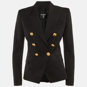 Pre Owned Balmain Black Wool Double Breasted Blazer M