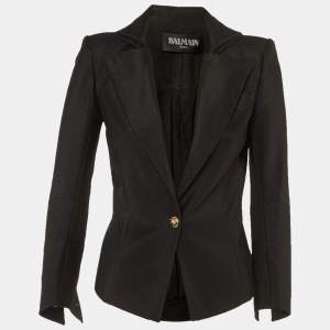 Pre Owned Balmain Black Crepe Single Breasted Blazer M