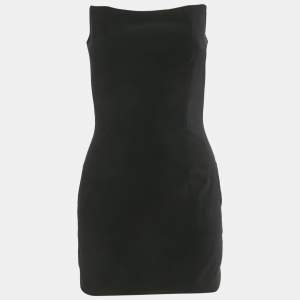 Pre Owned Balmain Black Velvet Strapless Mini Dress M