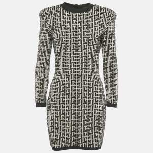 مملوكة مسبقًا فستان بالمان بيج/أسود منقوش ضيق محيك مقاس متوسط (ميديم)