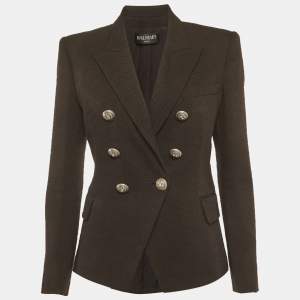 Pre Owned Balmain Black Wool Blend Double Breasted Blazer M