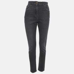 مملوكة مسبقًا Balmain Black Faded Denim Skinny Jeans M/Waist 27"