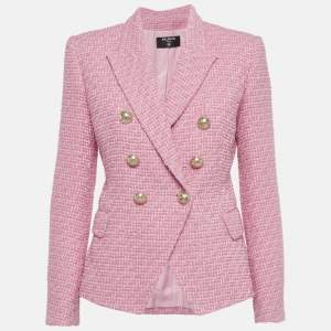 مملوكة مسبقًا Balmain Pink Tweed Double Breasted Blazer M