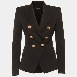 Pre Owned Balmain Black Wool Double Breasted Blazer S