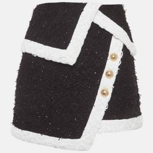 مملوكة مسبقًا تنورة ميني بلمان صوف أسود غير متماثلة مقاس كبير (لارج)