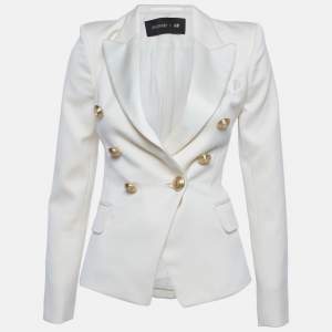 مملوكة مسبقًا Balmain x H&M Cream Wool Double Breasted Blazer XS