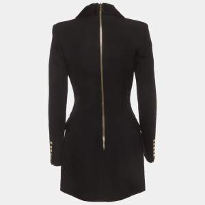 مملوكة مسبقًا Balmain Black Wool Double Breasted Blazer Mini Dress M