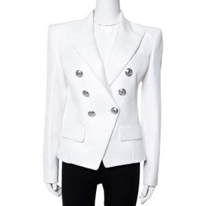 Pre Owned Balmain White Double Breasted Tailored Blazer M