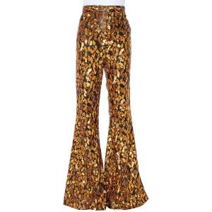 Balmain Gold & Black Sequined Flared Trousers L