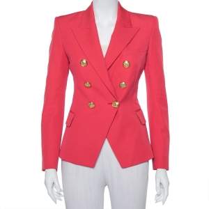Pre Owned Balmain Pink Wool Double Breasted Blazer M