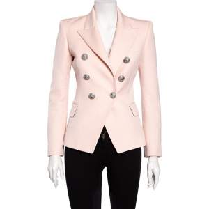 Pre Owned Balmain Light Pink Wool Double Breasted Blazer S