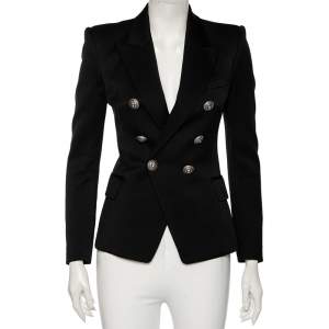 Pre Owned Balmain Black Wool Double Breasted Blazer S