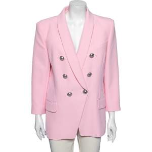Pre Owned Balmain Pink Crepe Double Breasted Blazer XL