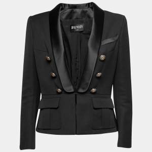 Balmain Black Wool Shawl Collar Blazer M