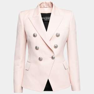 Pre Owned Balmain Pink Wool Double Breasted Blazer M