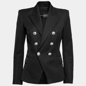 Pre Owned Balmain Black Wool Double Breasted Blazer M